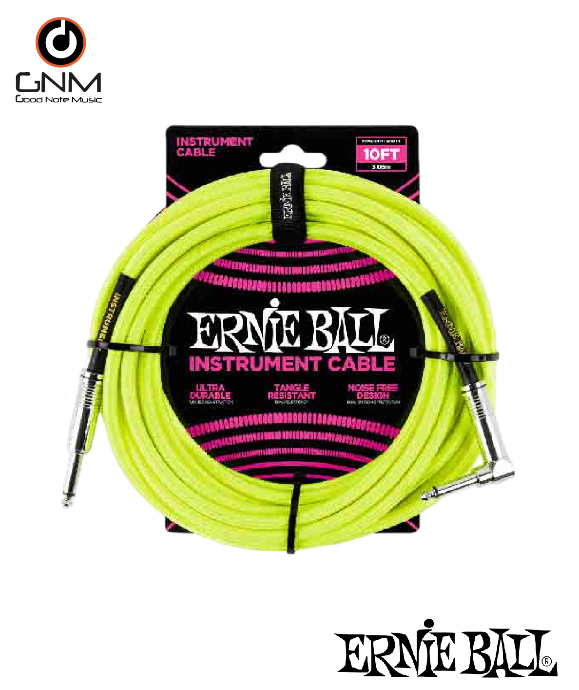 สายแจ็ค Ernie Ball P06080 สายถักไนลอน ยาว 3.05 เมตร สีเหลือง