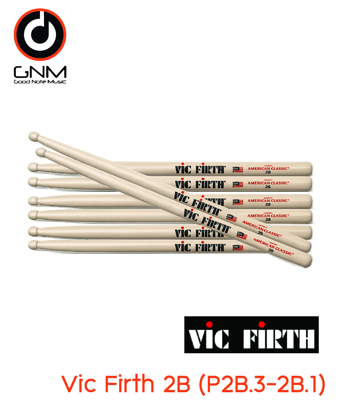 ไม้กลอง Vic Firth 2B (P2B-3-2B.1)