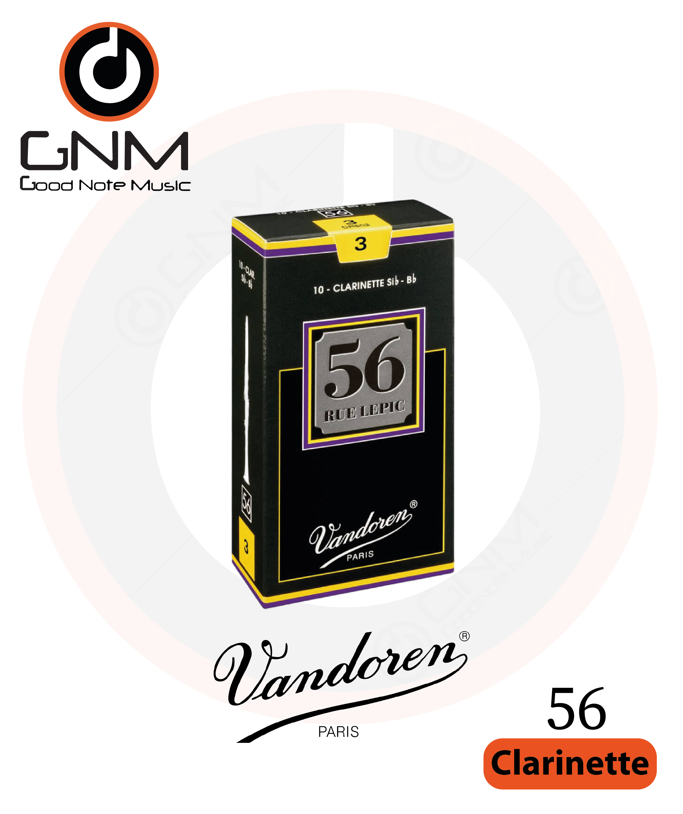 Vandoren 56 Rue Lepic Bb Clarinet Reeds ลิ้นบีแฟลตคลาริเน็ต รุ่น 56 (กล่อง 10 ชิ้น)